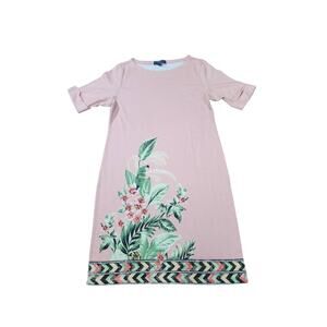 Karen Scott Sport Pink Floral Dress Sz S Summer Short Sleeve Boho Cottage Core
